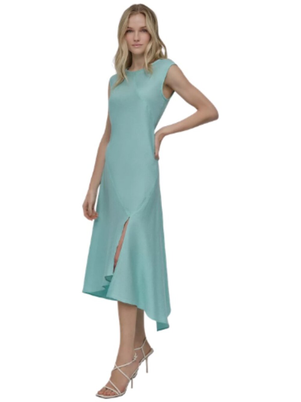 DKNY Donna Karen New York Seafoam Mint Green Asymmetric Sleeveless Hem Size 14